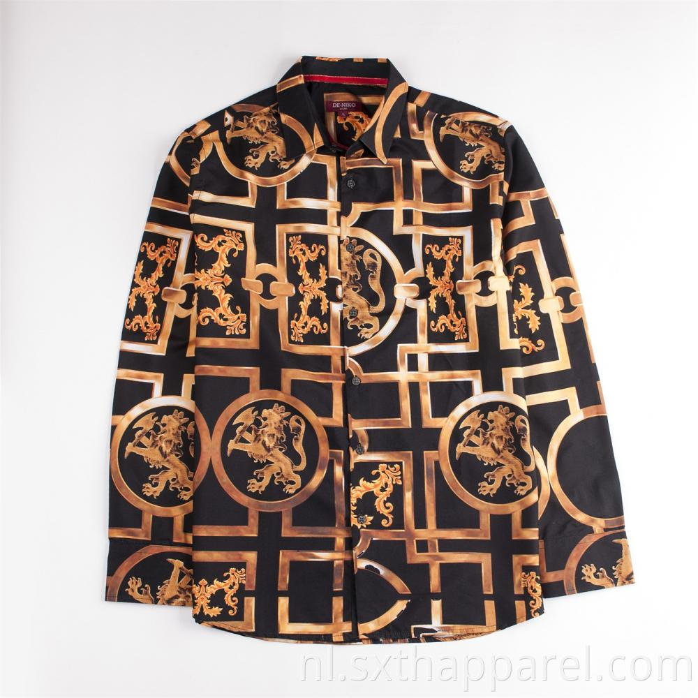 Long Sleeve Vintage Style Digital Print Shirts